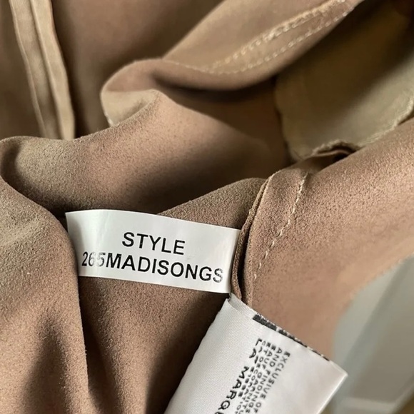 Lamarque Collection Medium Tan Madison Goat-suede Drape Front Moto jacket - Picture 9 of 16
